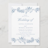 Blauwe Chinoiserie Elegant Huwelijk Kaart (Voorkant)