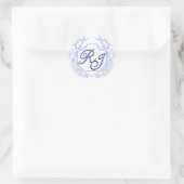 Blauwe Chinoiserie Elegant Script envelopverzegeli Ronde Sticker (Tas)