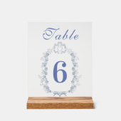 Blauwe Chinoiserie Floral Botanische bruiloft Acryl Bord (Voorkant)