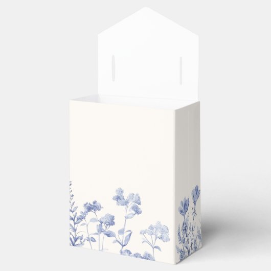 Blauwe Chinoiserie Floral Botanische bruiloft Bedankdoosjes (Geopend)