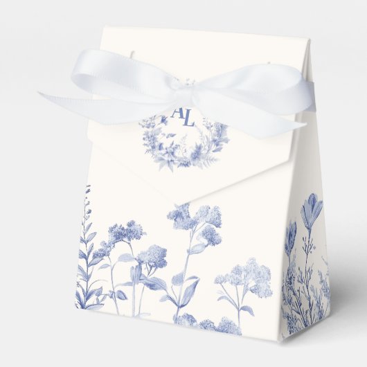 Blauwe Chinoiserie Floral Botanische bruiloft Bedankdoosjes (Voorkant Zijde)