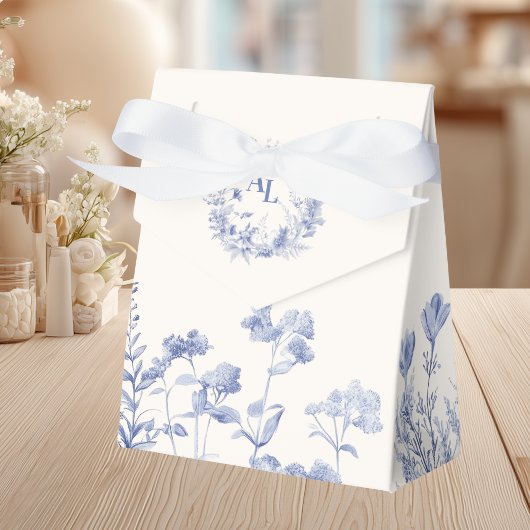Blauwe Chinoiserie Floral Botanische bruiloft Bedankdoosjes