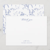 Blauwe Chinoiserie Floral Hartelijk dank Notitiekaartje (Voorkant / Achterkant)