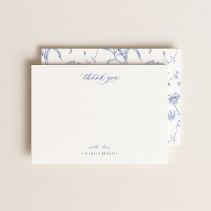  Blauwe Chinoiserie Floral Hartelijk dank Notitiekaartje