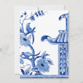 Blauwe Chinoiserie Floral Save the Date (Achterkant)