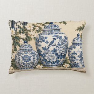 Blauwe Chinoiserie Gemberpotten Accent Kussen