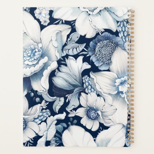 Blauwe Chinoiserie Gepersonaliseerde Planner (Achterkant)