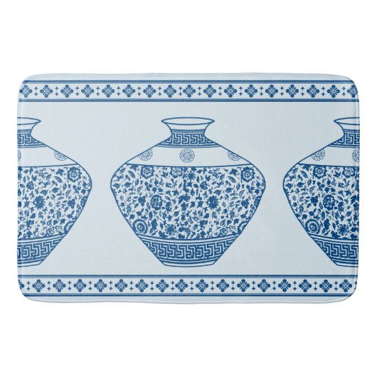 Blauwe Chinoiserie Ginger Jars Vassen Badmat (Voorkant)