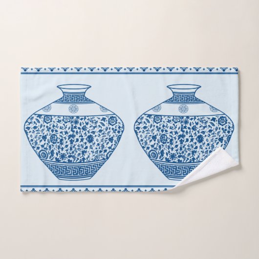  Blauwe Chinoiserie Ginger Jars Vassen Handdoek (Handdoek)