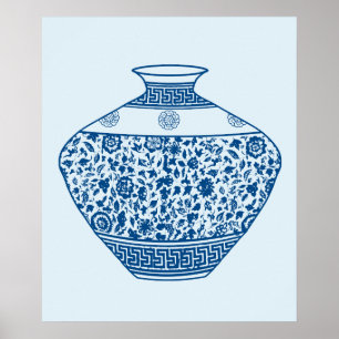 Blauwe Chinoiserie Ginger Jars Vassen Poster