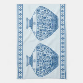  Blauwe Chinoiserie Ginger Jars Vassen Theedoek (Verticaal)