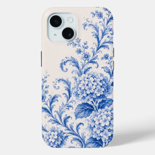 Blauwe Chinoiserie Hydrangea Hoesje (Achterkant)