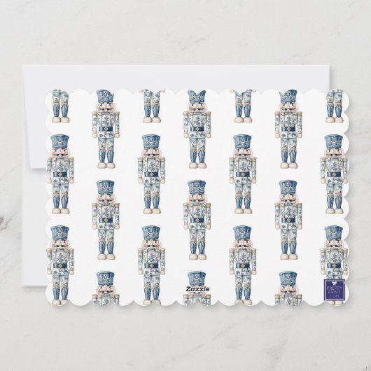 Blauwe Chinoiserie Kerst Notenkraker Foto Feestdagenkaart (Achterkant)