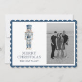 Blauwe Chinoiserie Kerst Notenkraker Foto Feestdagenkaart (Voorkant)