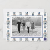 Blauwe Chinoiserie Kerst Notenkraker Foto Feestdagenkaart (Achterkant)