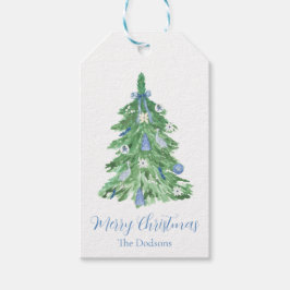 Blauwe Chinoiserie Kerstcadeautags Cadeaulabel