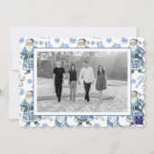 Blauwe Chinoiserie Kerstman Foto Feestdagenkaart (Achterkant)