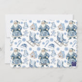 Blauwe Chinoiserie Kerstman Foto Feestdagenkaart (Achterkant)