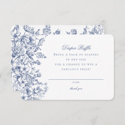 Blauwe Chinoiserie Luier Raffle Uitnodiging Invoeg Informatiekaartje (Voorkant / Achterkant)
