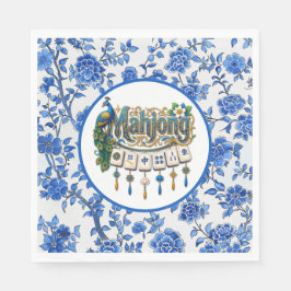 Blauwe Chinoiserie Mahjong Servet