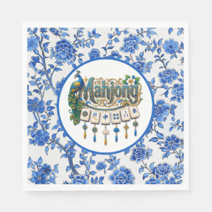 Blauwe Chinoiserie Mahjong Servet