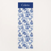 Blauwe Chinoiserie Monogram Naam Yogamat (Voorkant)