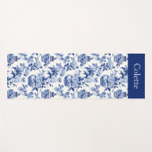 Blauwe Chinoiserie Monogram Naam Yogamat (Voorkant (horizontaal))