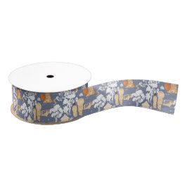 Blauwe Chinoiserie Pagodes Grosgrain Lint