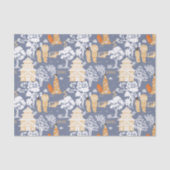 Blauwe Chinoiserie Pagodes Tissuepapier (Voorkant)