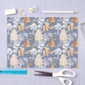 Blauwe Chinoiserie Pagodes Tissuepapier (Craft)