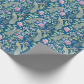 Blauwe Chinoiserie pauw bloemendecoupage Cadeaupapier (Hoek)