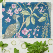 Blauwe Chinoiserie pauwenbloem Theedoek (Gevouwen)