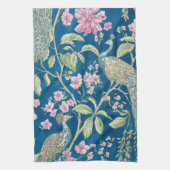 Blauwe Chinoiserie pauwenbloem Theedoek (Verticaal)