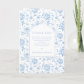 Blauwe Chinoiserie Porselein Bloemen Huwelijk opvo Programma (Achterkant)