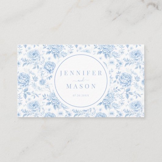 Blauwe Chinoiserie Porselein Bruiloft Platte Plaat Plaatskaartje (Achterkant)