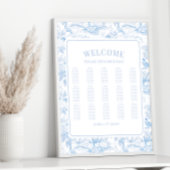 Blauwe chinoiserie porselein bruiloft zitgrafiek poster