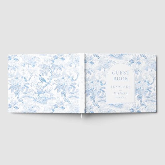 Blauwe chinoiserie porselein cadeau bruiloft gaste gastenboek (Volledig)