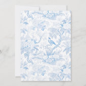 Blauwe chinoiserie porselein trouwtafel nummers kaart (Achterkant)