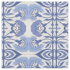 Blauwe chinoiserie repeat patroon decorator Stof