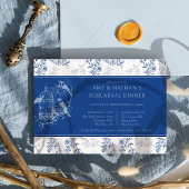 Blauwe Chinoiserie Romantische bruiloft repetitie  Kaart