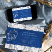 Blauwe Chinoiserie Romantische bruiloft repetitie  Kaart