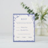 Blauwe Chinoiserie RSVP kaart (Staand voorkant)