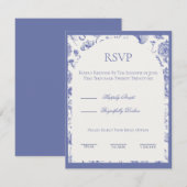 Blauwe Chinoiserie RSVP kaart (Voorkant / Achterkant)