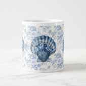 Blauwe Chinoiserie Shell Jumbo Keramische Mok (Voorkant)