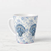 Blauwe Chinoiserie Shell Kleine Keramische Latte M Mok (Linkerhoek)