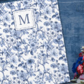 Blauwe Chinoiserie Toile Pattern Monogram Fleece Deken