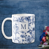 Blauwe Chinoiserie Toile Pattern Monogram Koffiemok