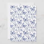 Blauwe Chinoiserie Vlinder Baby Shower Uitnodiging (Achterkant)