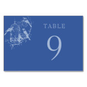 Blauwe Chinoiserie Vogelkooi Bruiloft Kaart (Voorkant)