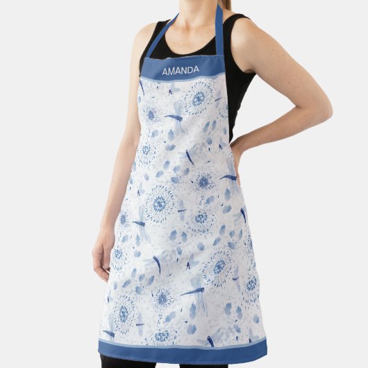 Blauwe Chinoisiere libellen en bloemen Schort (Insitu)